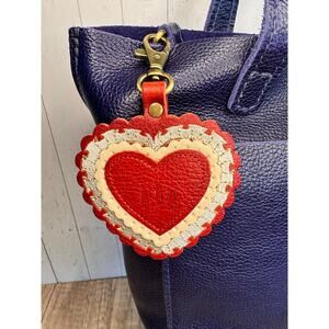 Portland Leather Red Heart Bag Charm Crossbody Bag Flair CHILI RED Heart